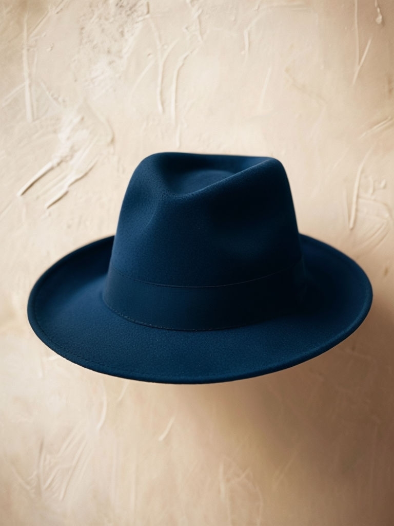 Elegant Navy Blue Fedora Hat Mockup for Fashion Designers