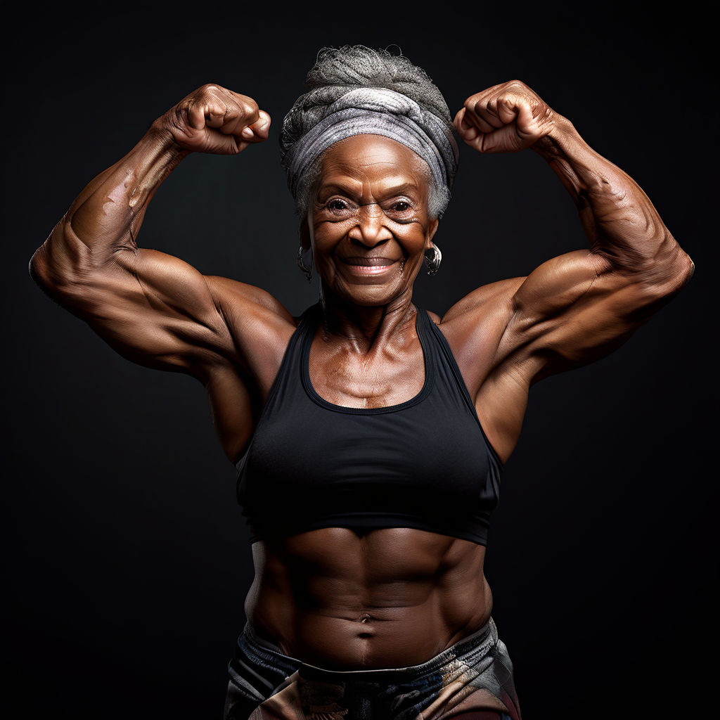 Very old muscular wrinkled black lady doing a front double b... by Ken ...