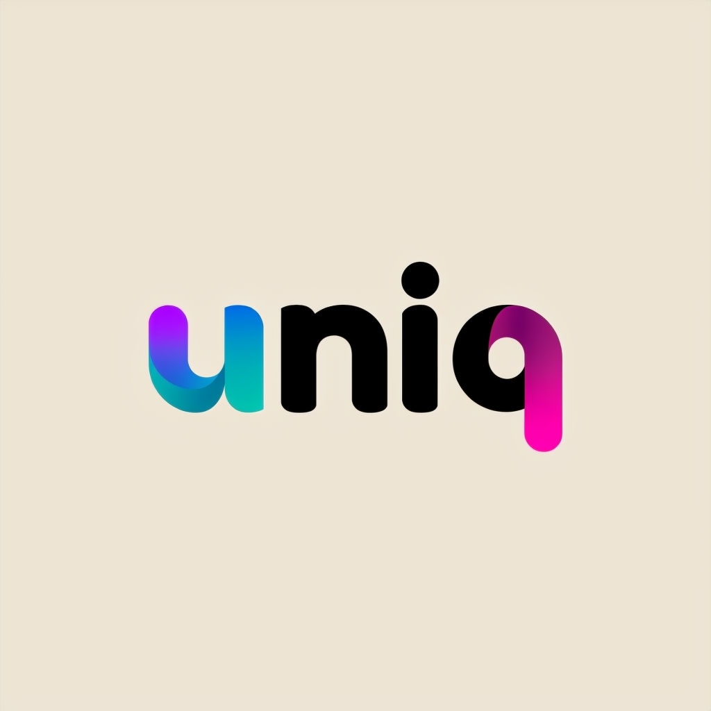 Modern Gradient 'uniq' Logo Design on Beige Background