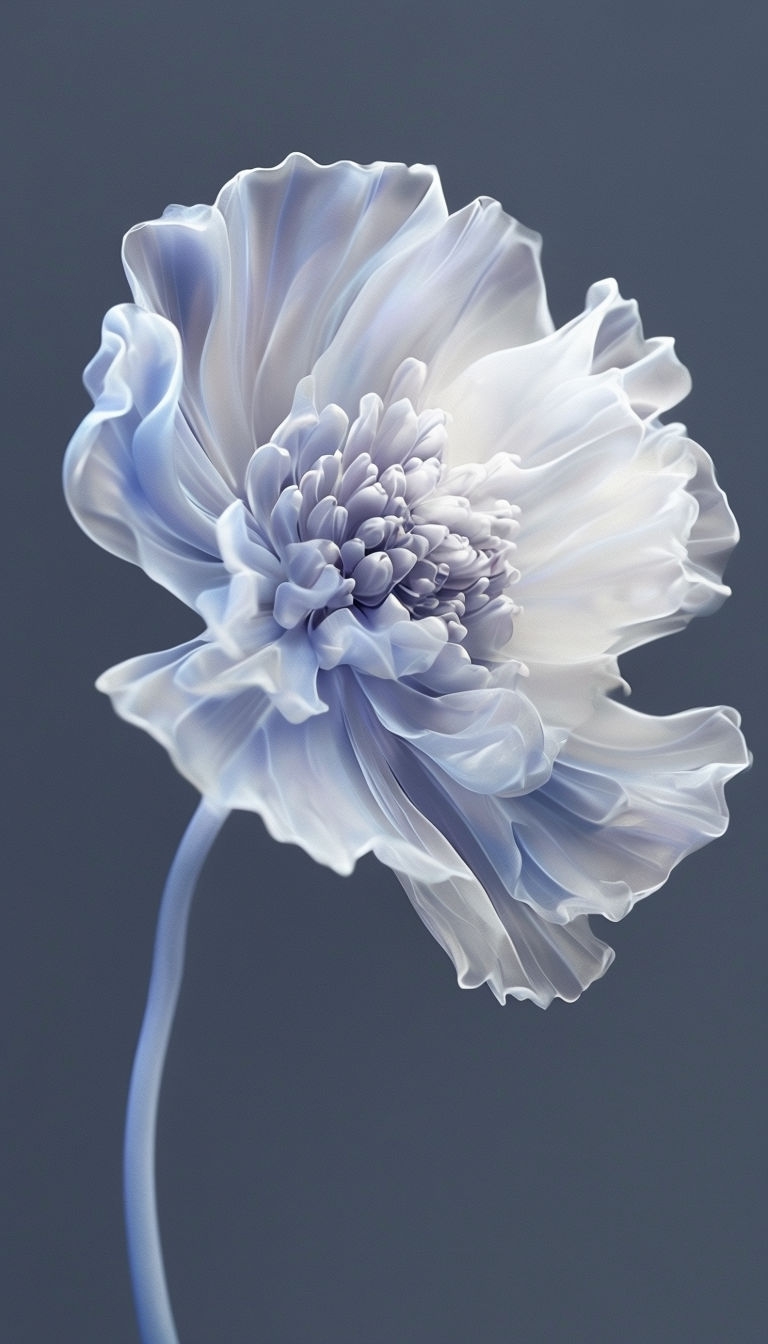 Ethereal Blue Floral Beauty on Dark Slate Background Mobile Wallpaper