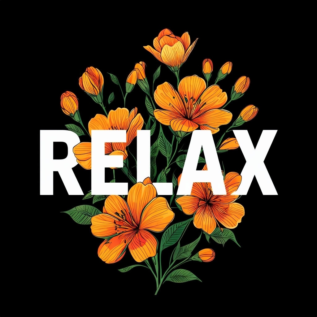 Relax Floral Typography Art T-Shirt