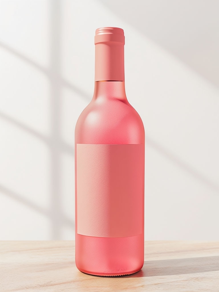 Modern Coral Pink Wine Bottle Mockup for Branding Mockup