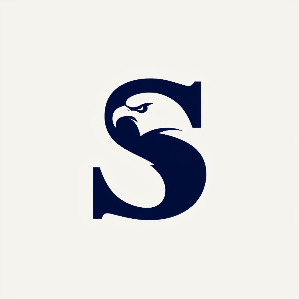 Minimalist Navy Blue 'S' Logo with Eagle Profile Design