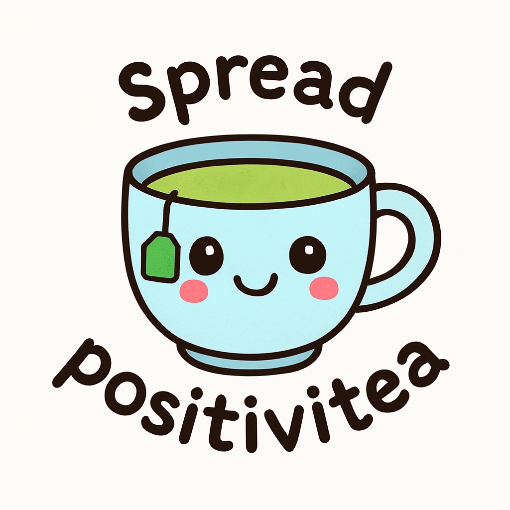 Cute Cartoon Smiling Tea Cup with Positive Message Sticker