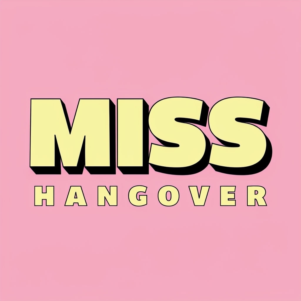 Bold Retro Miss Hangover Graphic Design T-Shirt