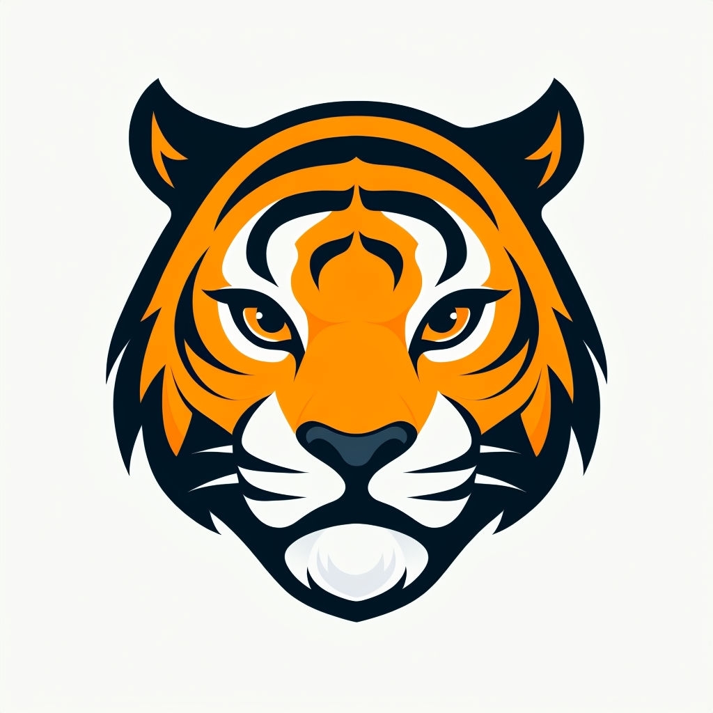 Sad Tiger Vector Face Illustration Sticker