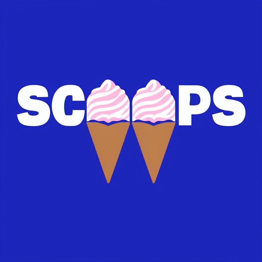 Playful Minimalist SCOOPS Ice Cream Logo Design