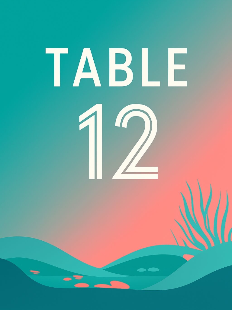 Modern Minimalist Table 12 Design on Gradient Background Event Sign