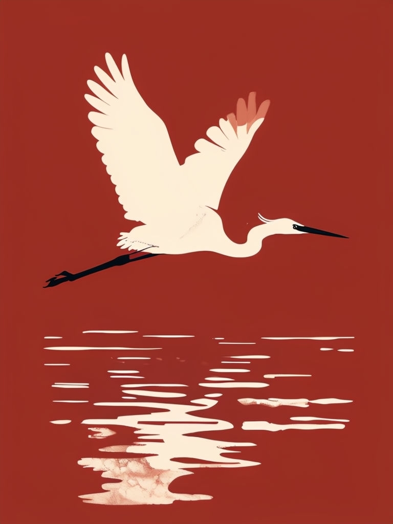 Elegant White Bird in Flight Minimalist Illustration Art