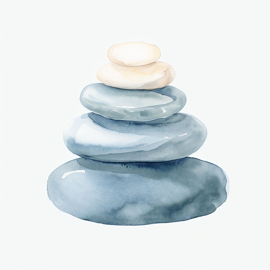 Serene Watercolor Stack of Pebbles Illustration Sticker