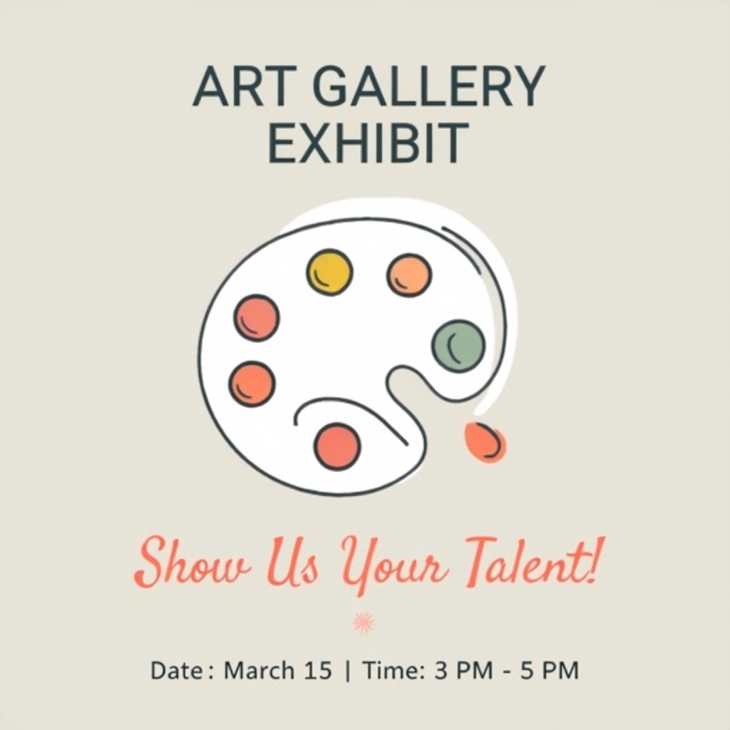 Minimalist School Art Gallery Exhibit Announcement Poster