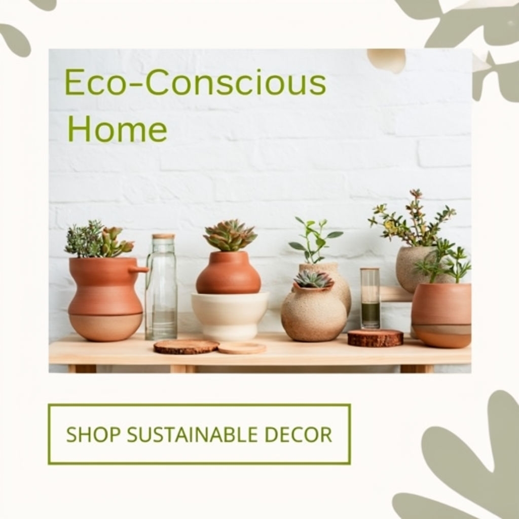 Eco-Conscious Home Decor Advertising Post for Sustainable Living Social Media Post