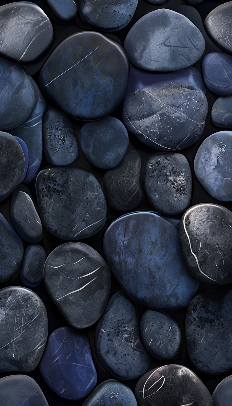 Tranquil Overlapping Smooth Stones in Cool Shades Mobile Wallpaper
