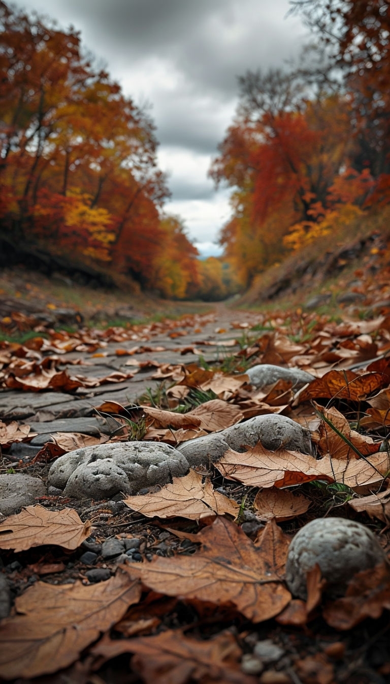 Tranquil Autumn Landscape with Colorful Leaves Mobile Wallpaper