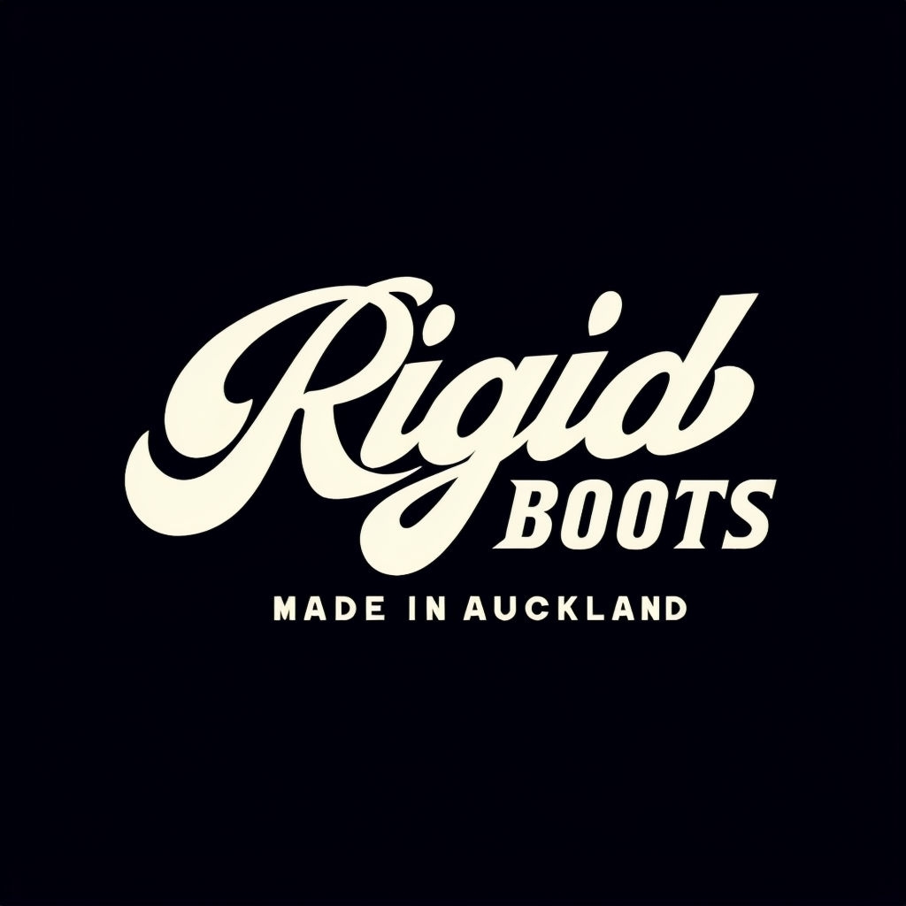 Minimalist Ivory Rigid Boots Logo Design on Black Background