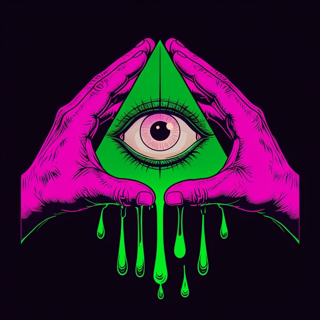 Surreal Psychedelic Hands and Eye Illustration T-Shirt