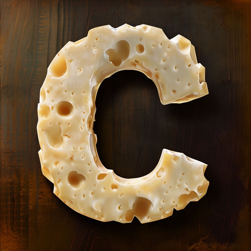 Rustic Alpine Cheese Monogram Letter C Design Art Monogram