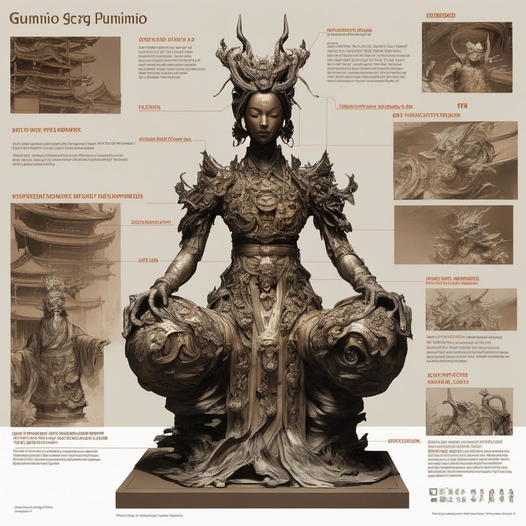 Infographic sketch of the cast bronze sculpture of Gumiho fr... by ...