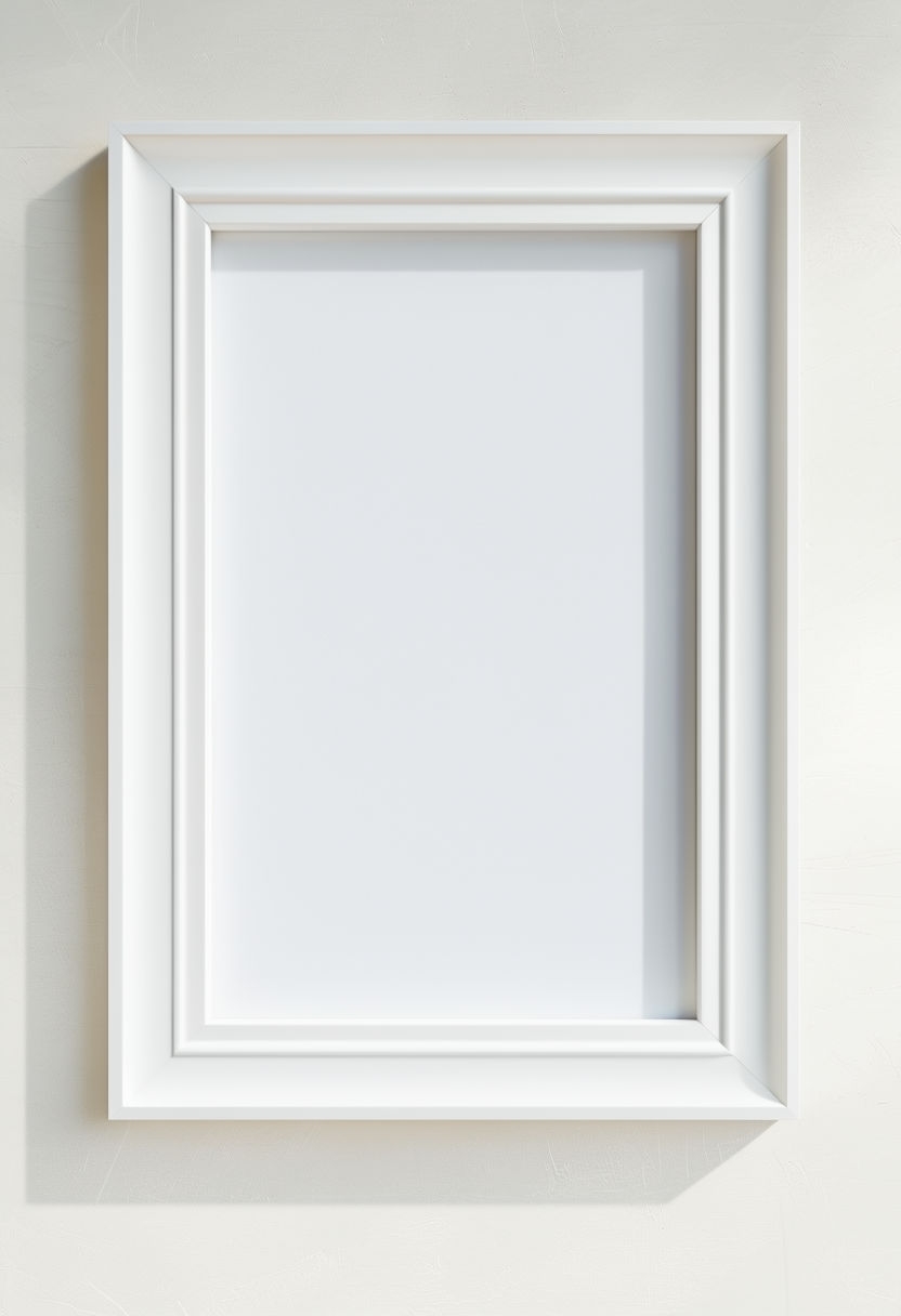 Photorealistic White Gallery Frame Mockup on Textured Wall Mockup