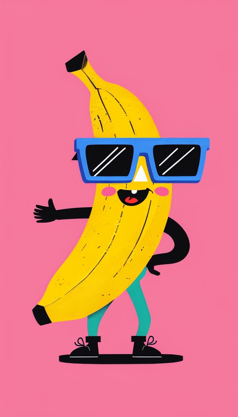 Playful Cartoon Banana Character with Sunglasses Phone Case Cover