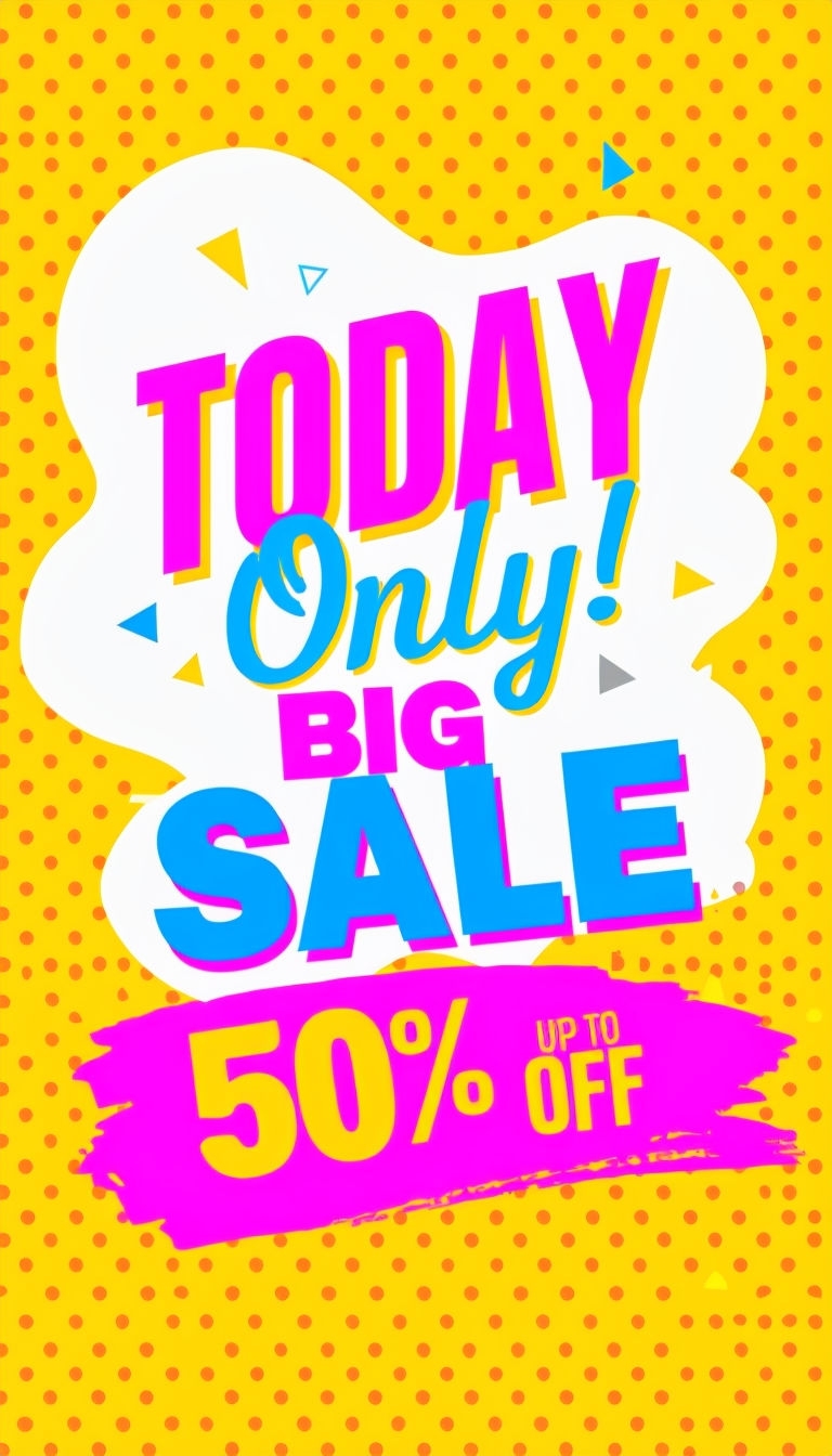 Vibrant Bold Sale Announcement Poster with Playful Design Ads