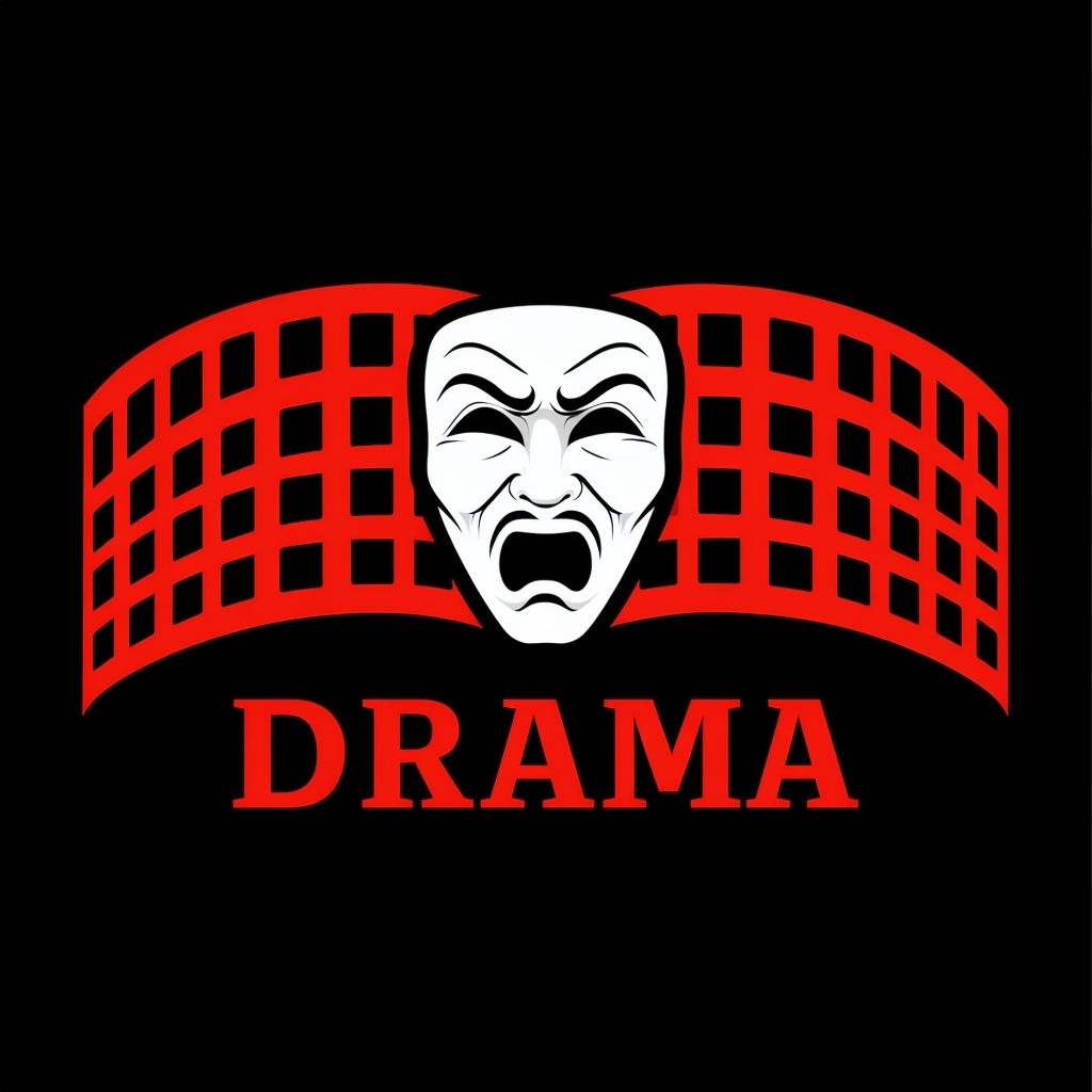 Dramatic Theater Mask Logo with Film Strips T-Shirt