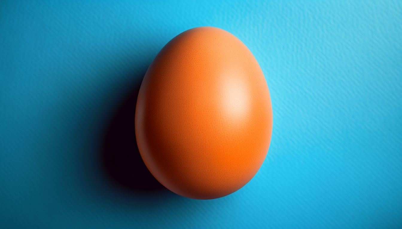 Minimalist Brown Egg on Sky Blue Background Virtual Background