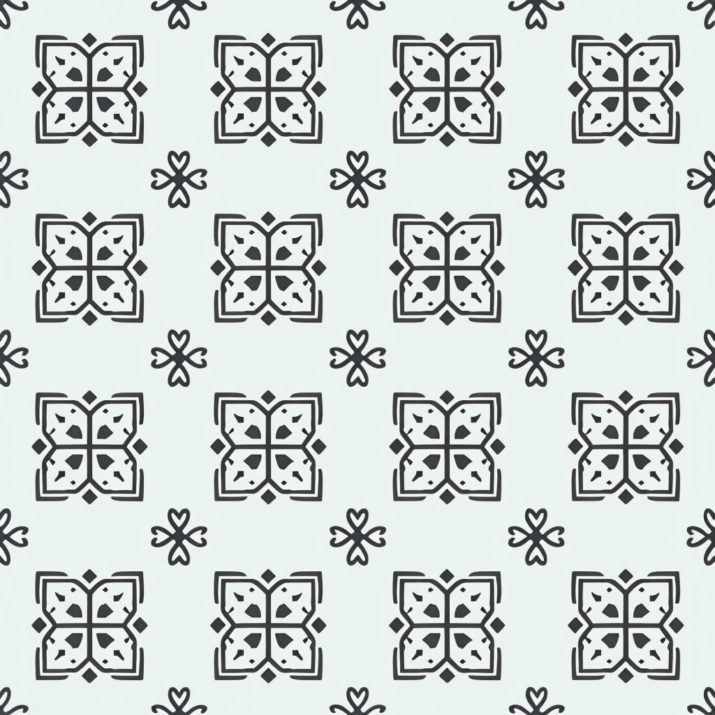 Minimalistic Geometric Lattice Pattern in Charcoal and Mint Seamless Patterns