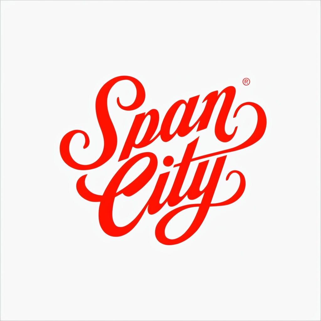 Elegant Red Span City Logo Design on White Background Logo