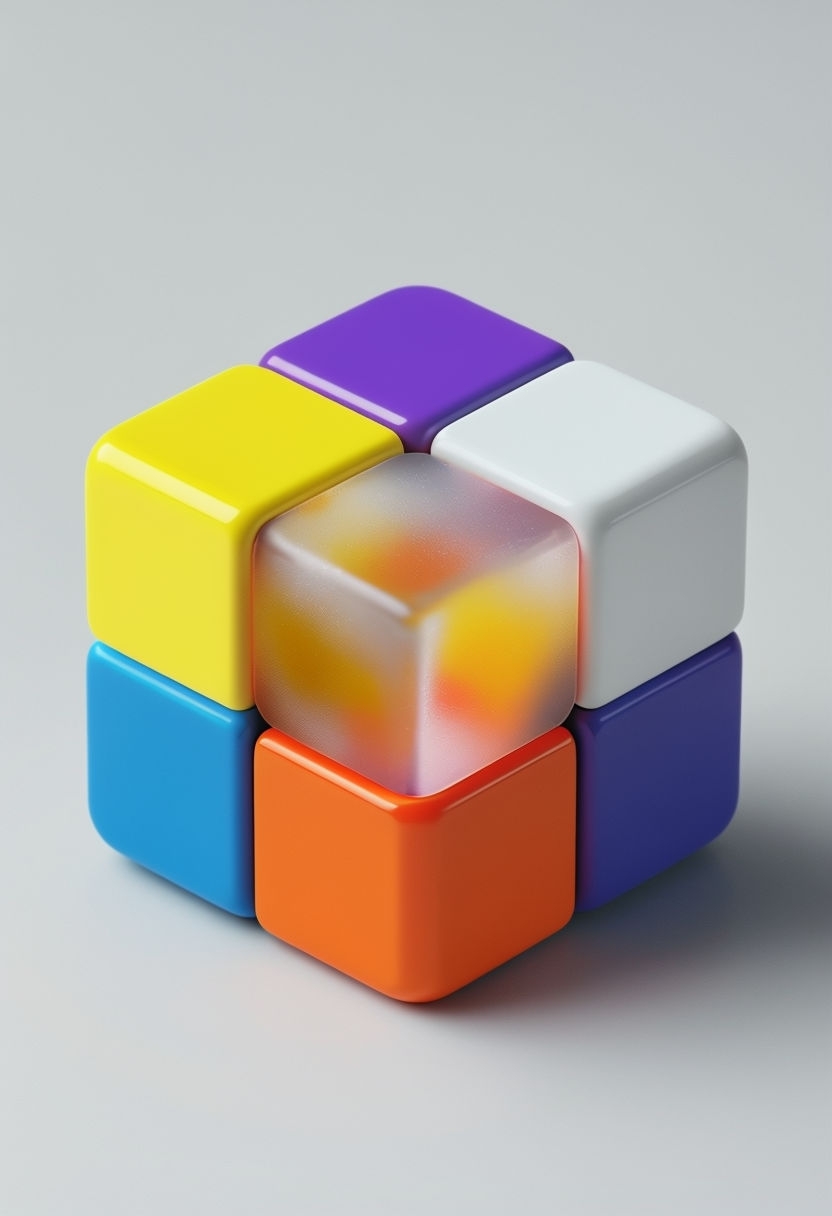 Colorful Miniature Rubik's Cube Toy Illustration Art