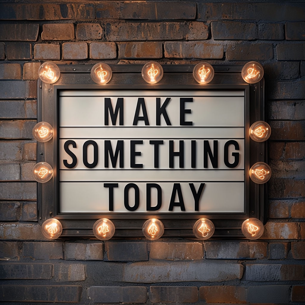 Vintage Marquee Sign 'Make Something Today' Mockup