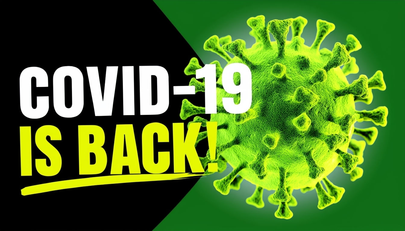 Urgent COVID-19 Is Back Neon Virus Thumbnail Design Social Media Post