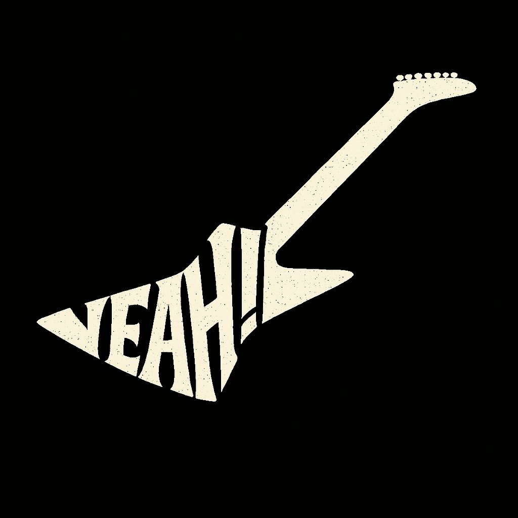 Stylized Electric Guitar Silhouette with VEAH Text T-Shirt