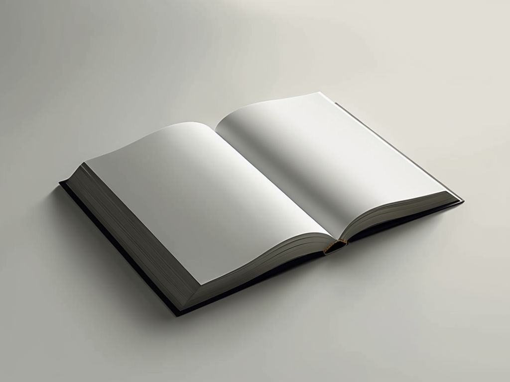 Minimalist Open Book on Light Gray Surface Mockup