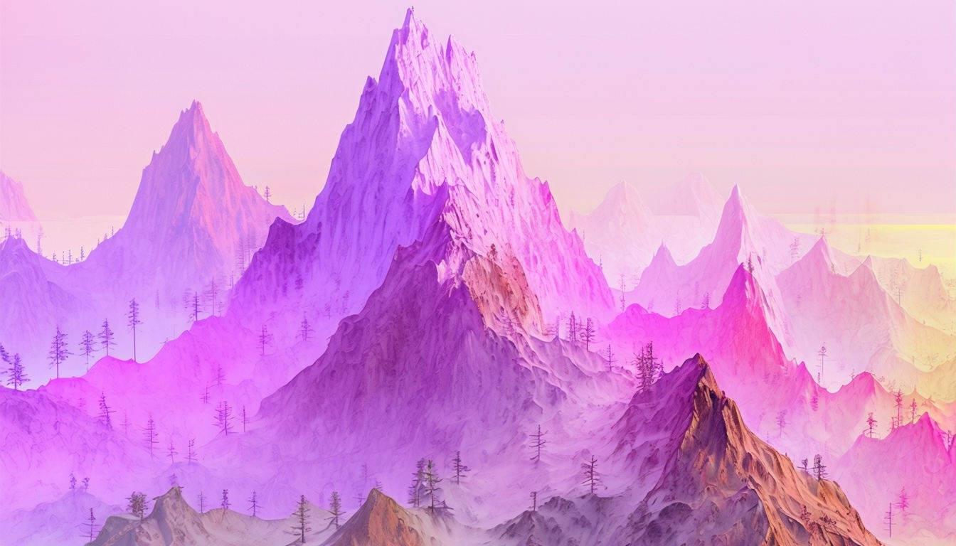 Surreal Dreamlike Lavender Mountain Landscape Virtual Background