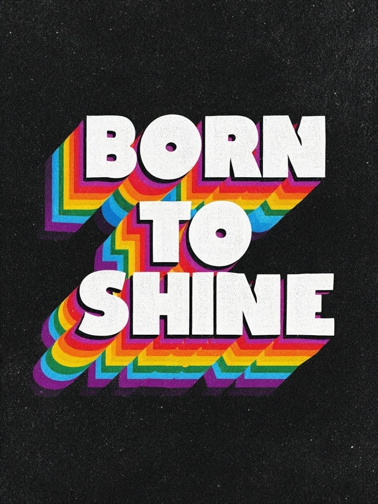 Vibrant Retro 'Born to Shine' Motivational Quote Poster