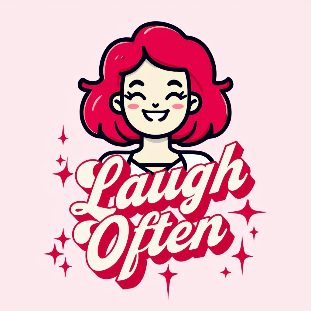 Cheerful Cartoon 'Laugh Often' Character T-Shirt Design