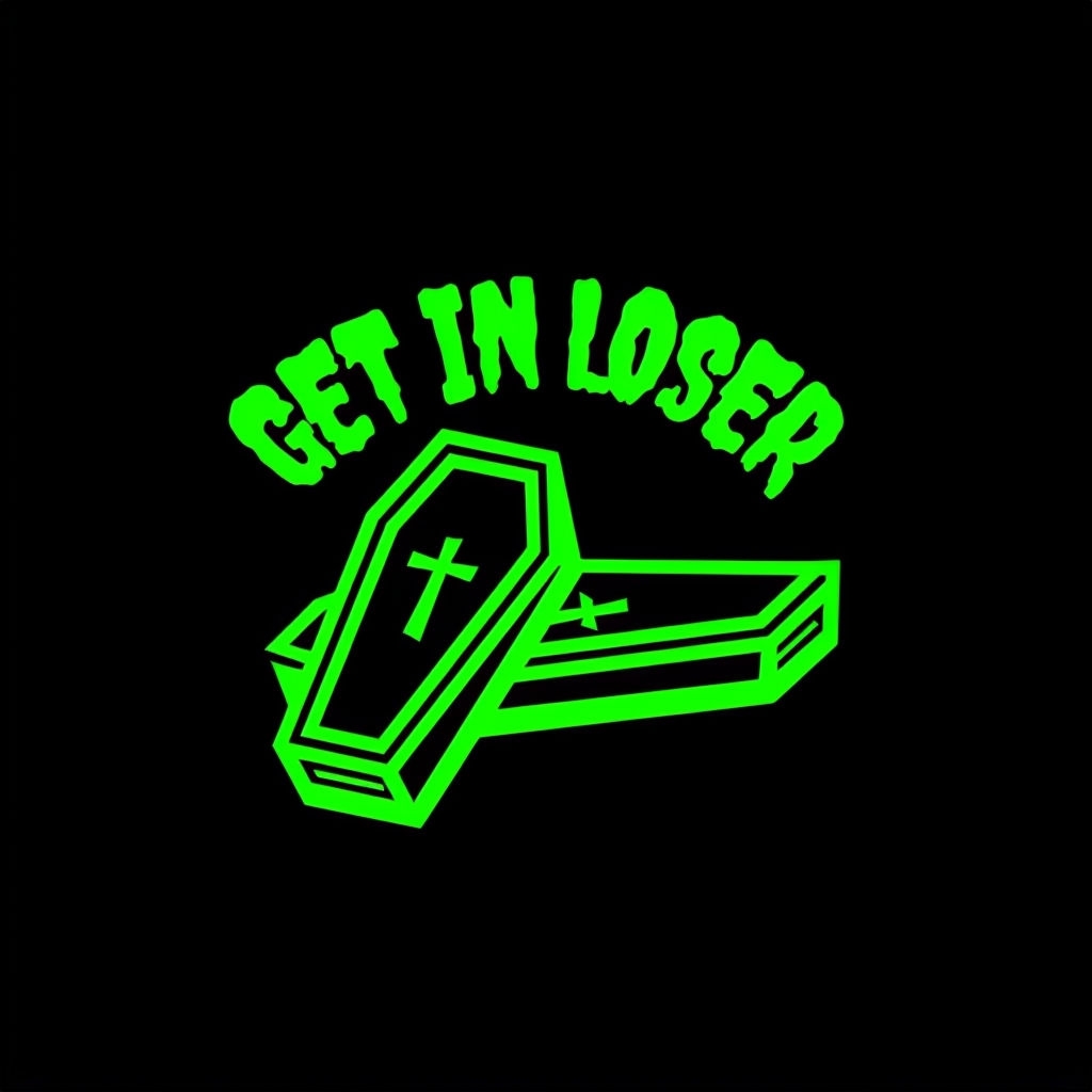 Get In Loser Neon Coffin Graphic T-Shirt