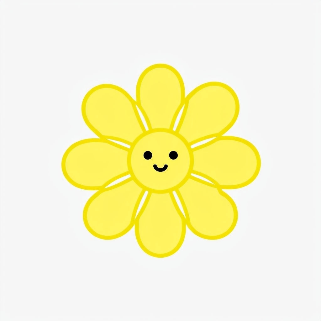 Cheerful Cartoon Yellow Flower Character Illustration Sticker