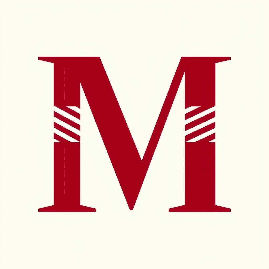 Bold Matte Crimson Letter M Monogram Art Design
