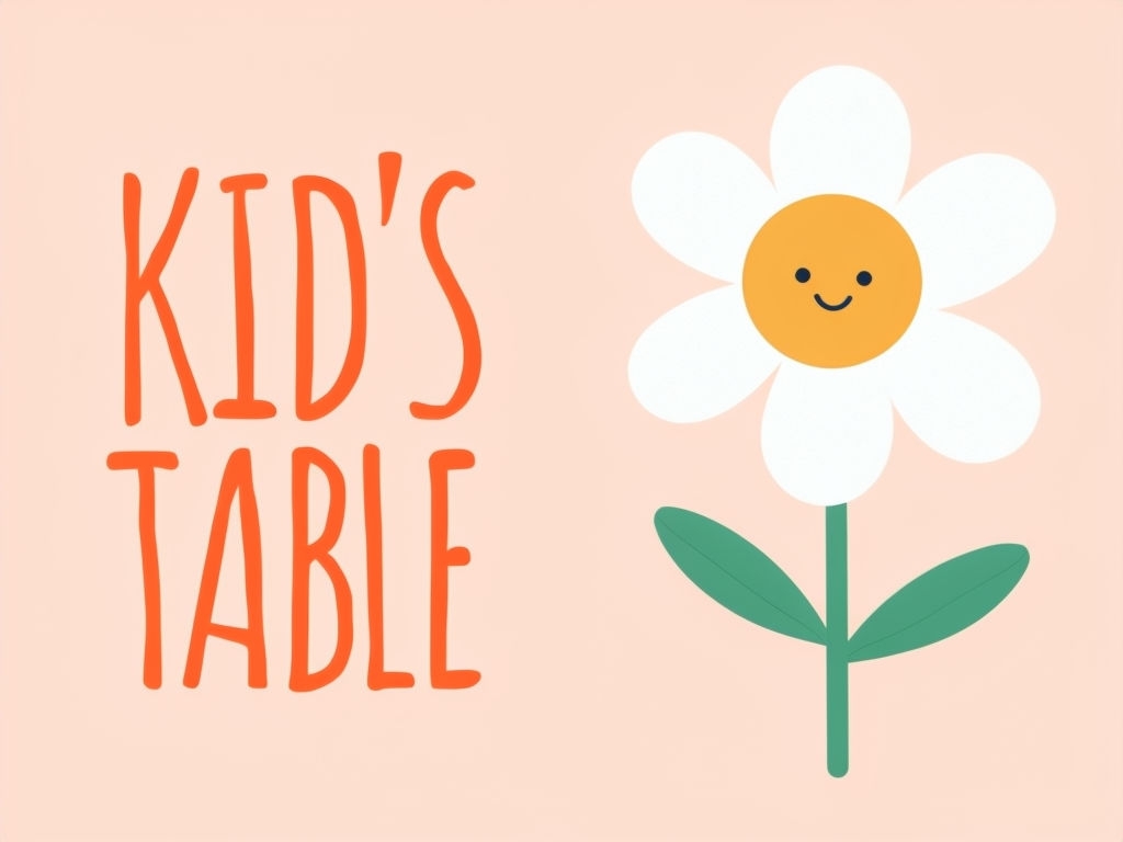 Cheerful Kids Table Motivational Flower Illustration Event Sign