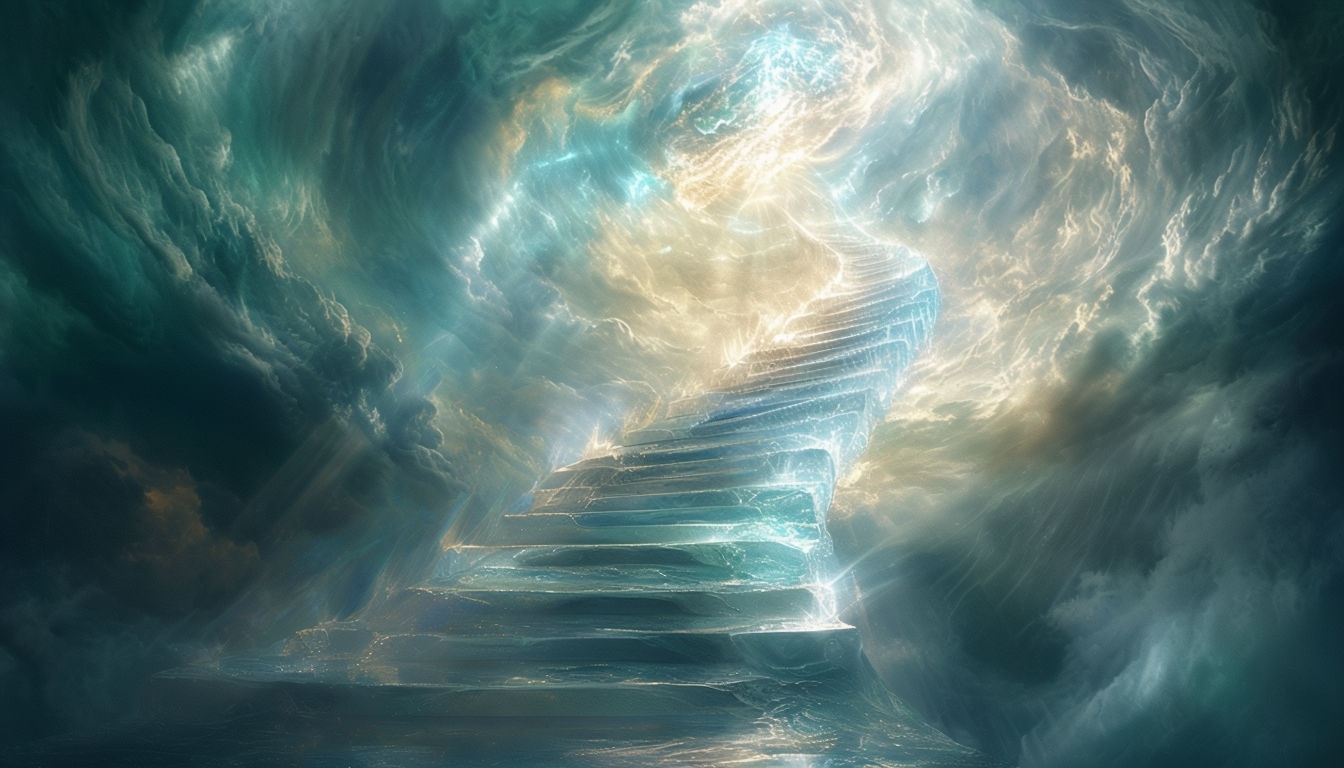 Mesmerizing Ethereal Staircase to Heaven Virtual Background