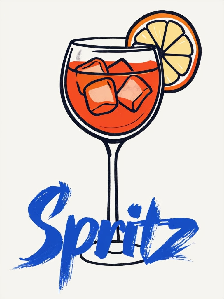 Vibrant Orange Cocktail with Lemon Wedge Spritz Poster