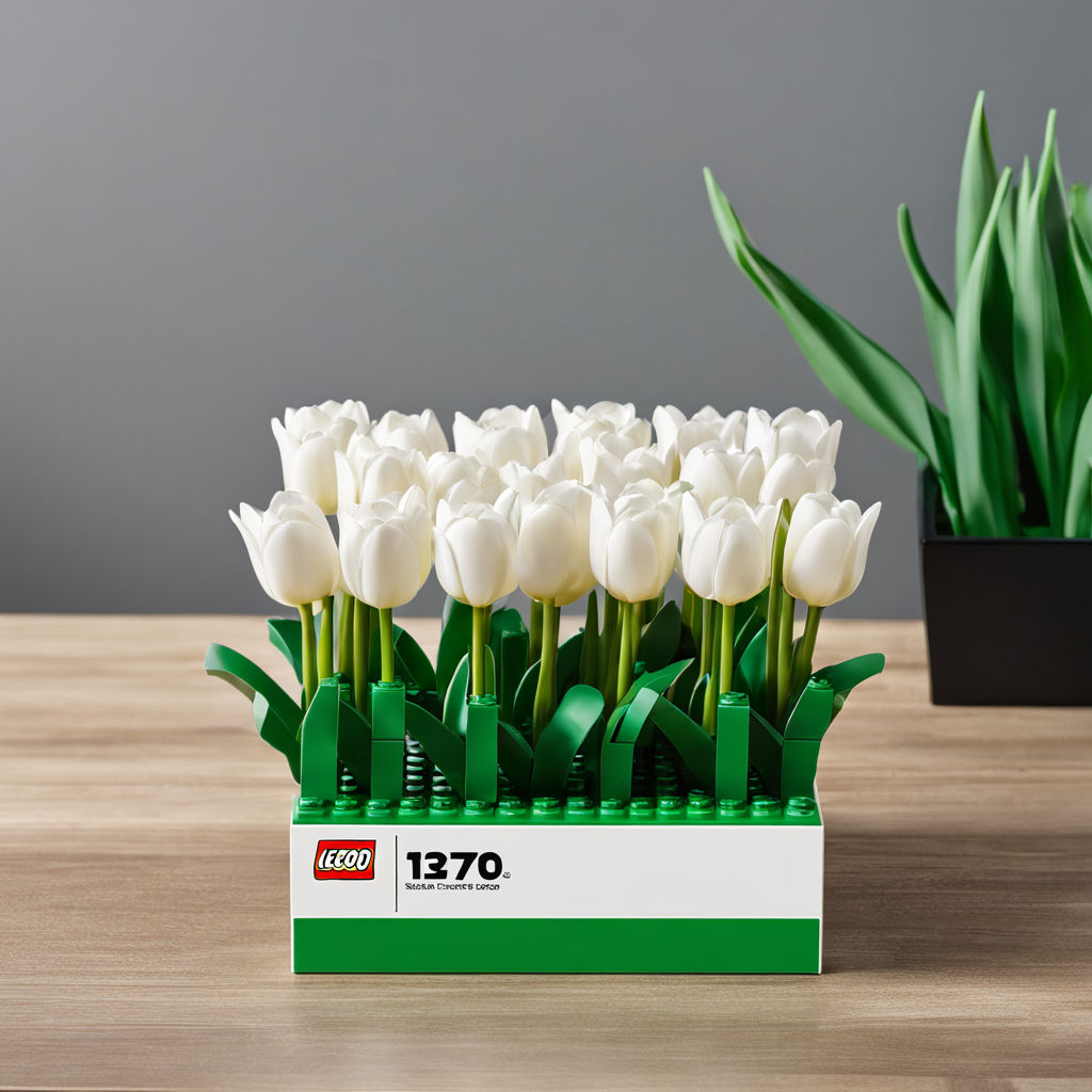 Create an image of a LEGO set featuring white tulips by Арсений Вагин ...