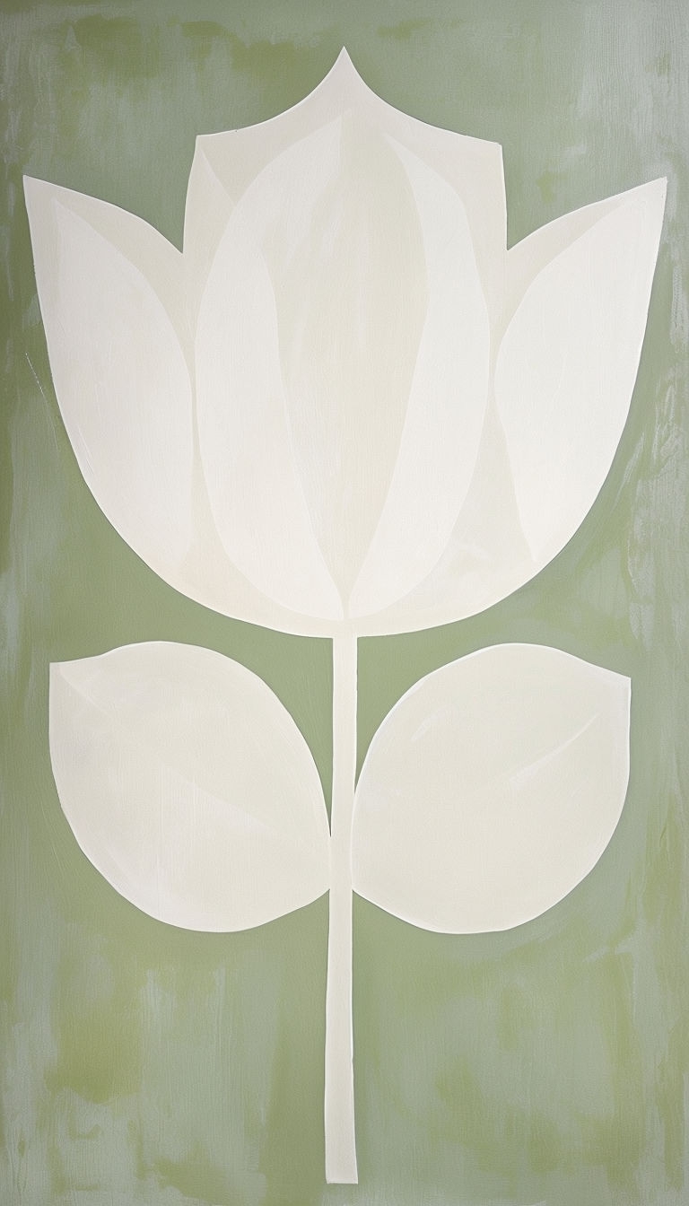 Modern Minimalist Off-White Flower Silhouette Mobile Wallpaper