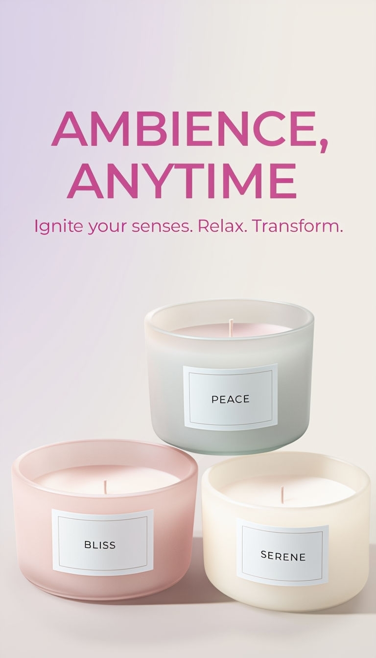 Elegant Pastel Candle Advertisement Design for Tranquil Ambience Ads
