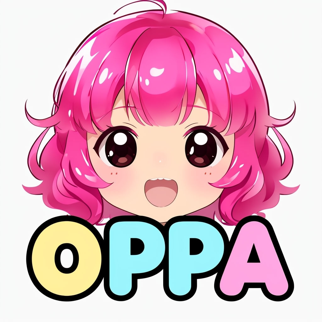 Cute Anime Character with Joyful Expression and OPPA Text Sticker