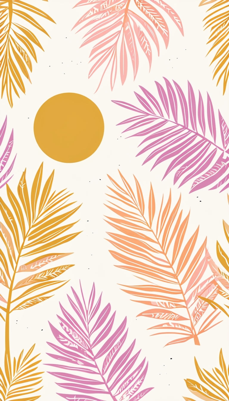 Vibrant Tropical Palm Fronds Pattern Phone Case Cover