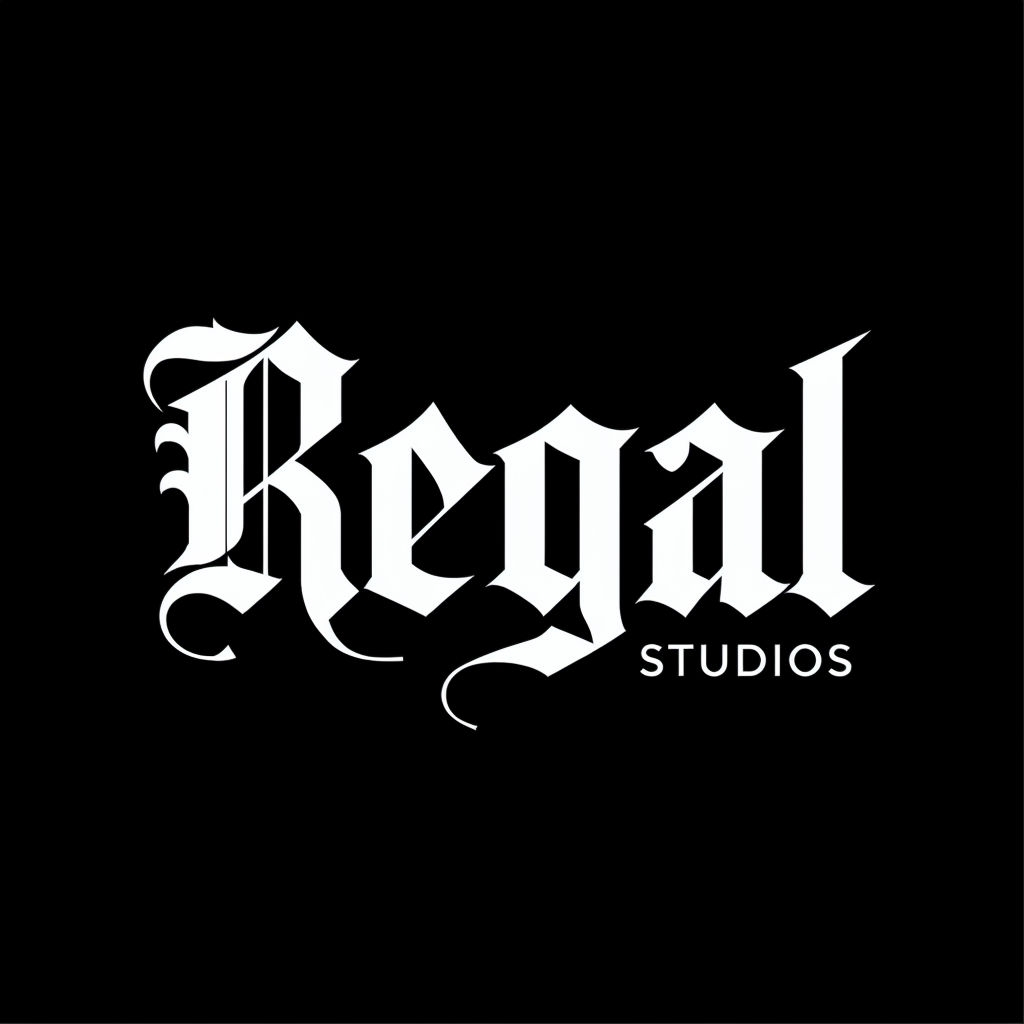 Modern Gothic Regal Studios Logo on Black Background