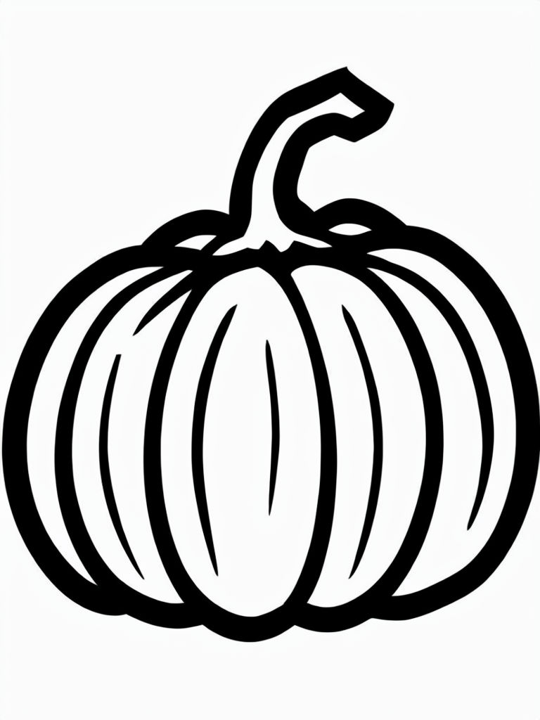 Bold Black Outline Pumpkin Illustration for Coloring Book Pages